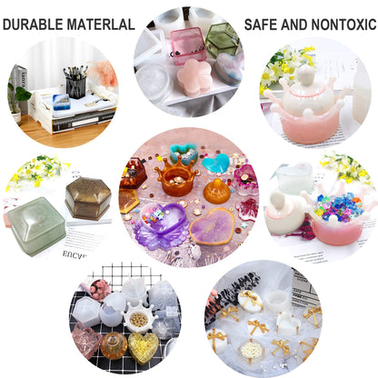 EuTengHao Resin Molds 43Pcs Silicone Molds for Resin, Epoxy Crown Shape Mold Heart Shape Mold with Mica Powder for Storage Box Jewelry Trinket Container DIY Resin Casting Crafts