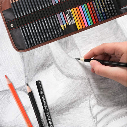 Heshengping, Sketching Pencil Set Drawing Pen Charcoal Sketch Kit Cover Graphite Charcoal Watercolor Pencils Paper Erasable Pen Beginners Artist Children and Adults(39pcs Art Supplies)