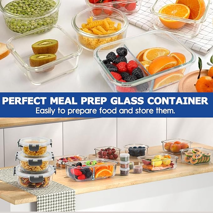 42pcs Glass Food Storage Containers