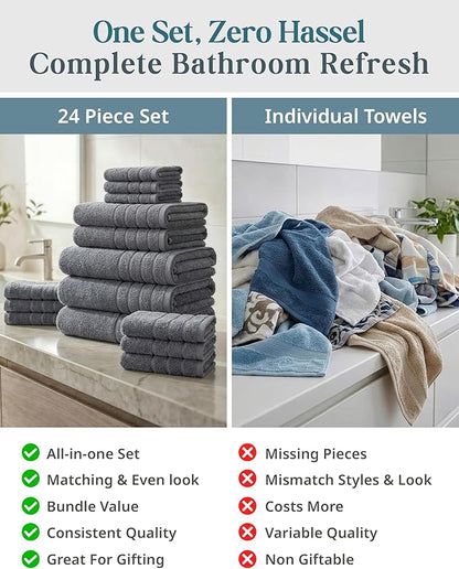 24-Piece Premium Towel Sets for Bathroom