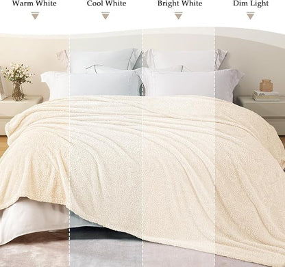 Exclusivo Mezcla Fleece Bed Blankets Queen Size, Ultra Soft, Lightweight and Fuzzy White Blanket for Women, Home Decor, 90x90 Inches