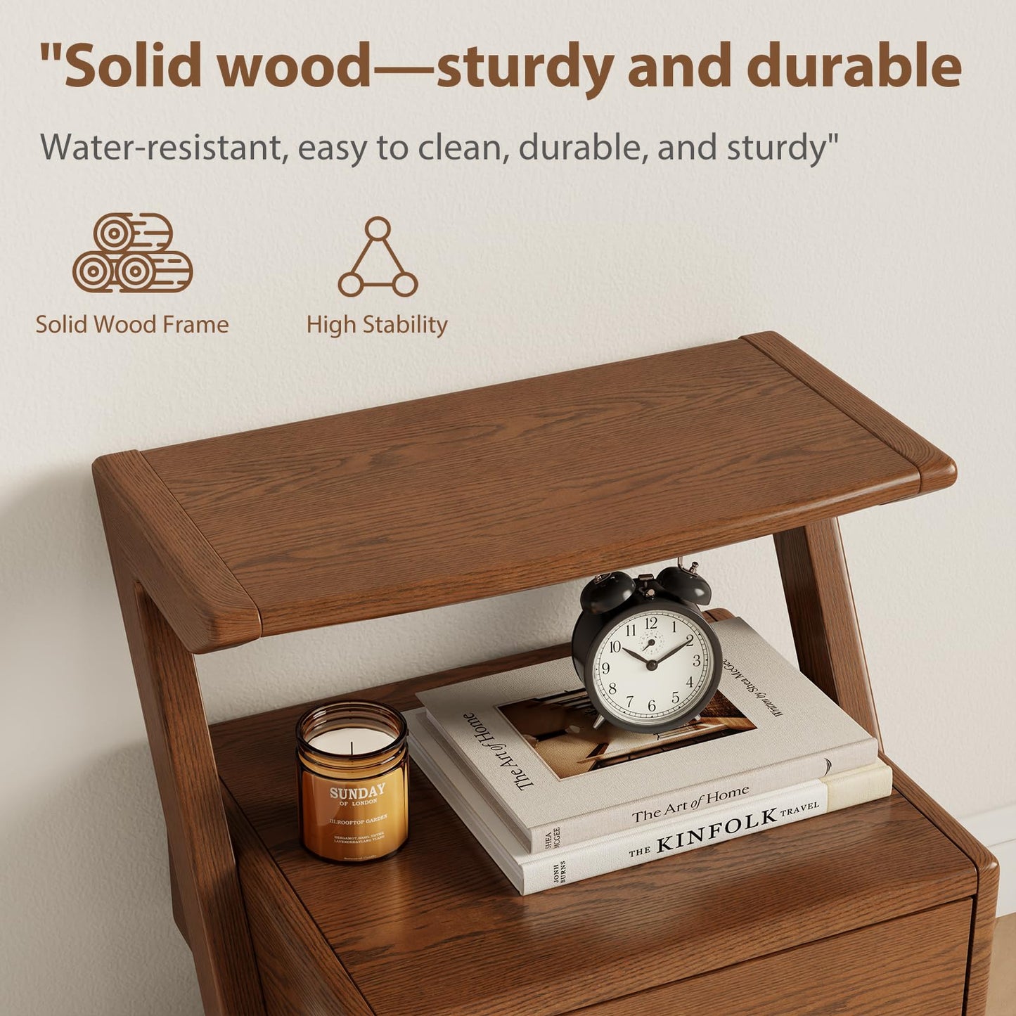 Solid Wood nightstands Set of 2 with Open Shelf and Drawers, Z Wooden Set of 2 nightstands with Open Storage, Bedside Table Set of 2 for Bedroom, Modern Mid Century end Table.