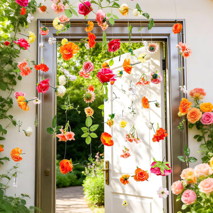6.5 ft Flower Garlands Hanging Artificial Wildflower Wall Decor Ceiling Floating Floral Backdrop Flower Garland for Garden for Birthday Party Supplies