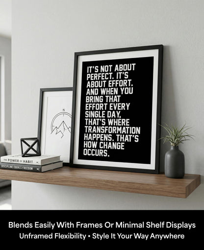 Motivational Wall Art 8x10 – Effort Quote Inspirational Poster for Gym, Office & Classroom – Daily Motivation Print for Weight Loss, Sobriety & Growth Mindset – Unframed, Made in USA