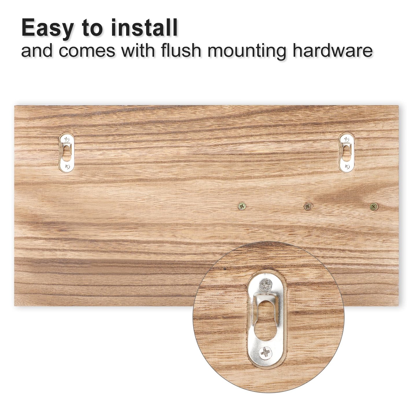 Lwenki Mail Organizer for Wall Mount – Key Holder with Shelf Includes Letter Holder and Hooks for Coats, Dog Leashes – Rustic Wood with Flush Mounting Hardware (16.5” x 8.7” x 3.5”) (Wood)