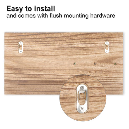 Lwenki Mail Organizer for Wall Mount – Key Holder with Shelf Includes Letter Holder and Hooks for Coats, Dog Leashes – Rustic Wood with Flush Mounting Hardware (16.5” x 8.7” x 3.5”) (Wood)