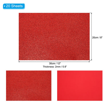PATIKIL Red Shiny EVA Glitter Foam Sheet 11 x 8 Inch 2mm Thick Sparkle EVA Glitter Felt for Crafts DIY Project, 20 Pcs