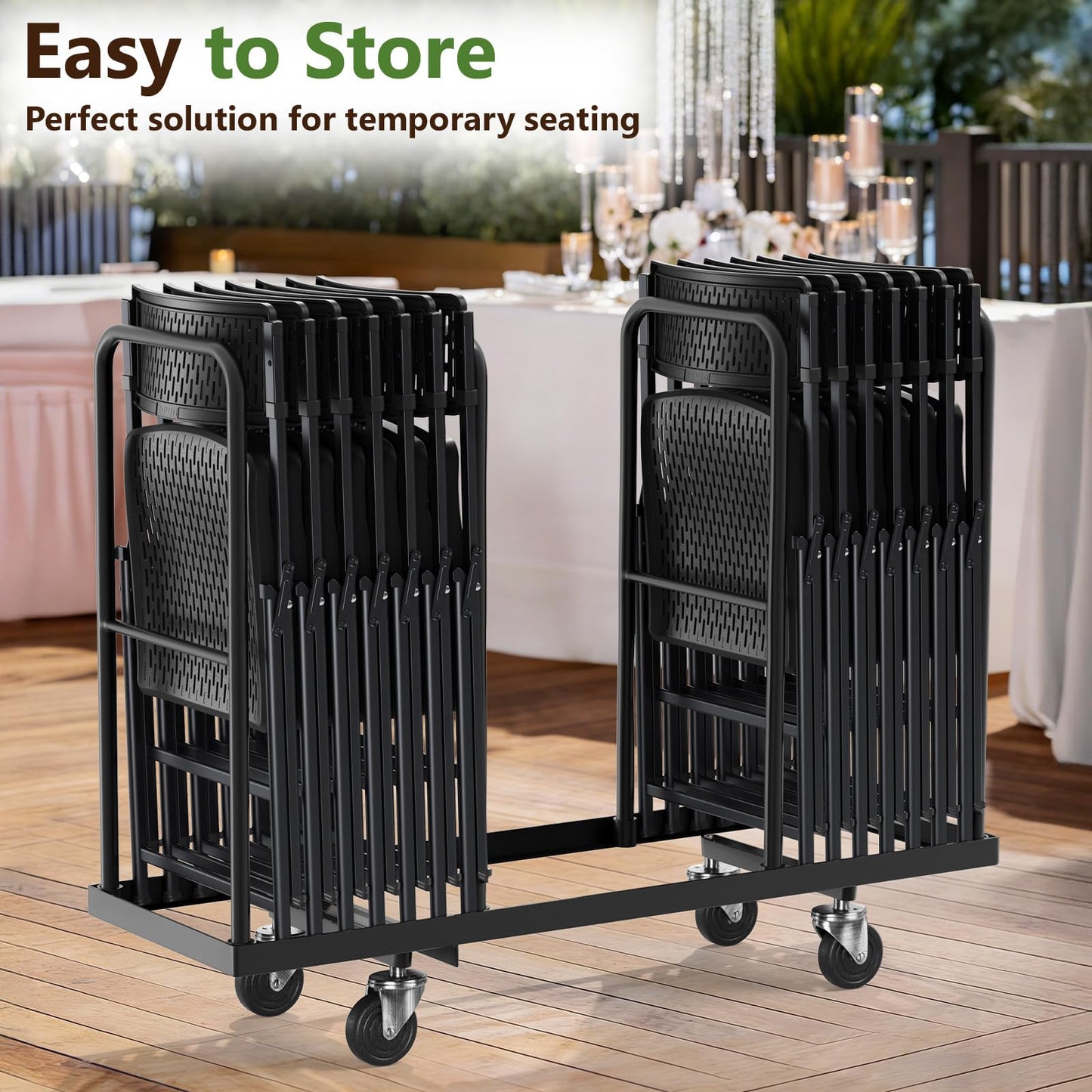 Folding Chair 4 Pack, Foldable Portable Chair with Breathable Molded Plastic Mesh Back & Seat, Sturdy Metal Frame Support up to 400lbs, Indoor Outdoor Foldable Chair for Party,Dinnig,Events,Black