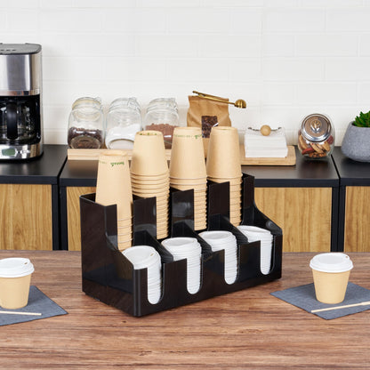 Restaurantware Restpresso Coffee Bar Organizer, 1 Count Durable 8 Compartments, Compact Size, Black Plastic Tabletop Coffee Supplies Organizer For Homes, Office Spaces, Breakrooms, and Lounges