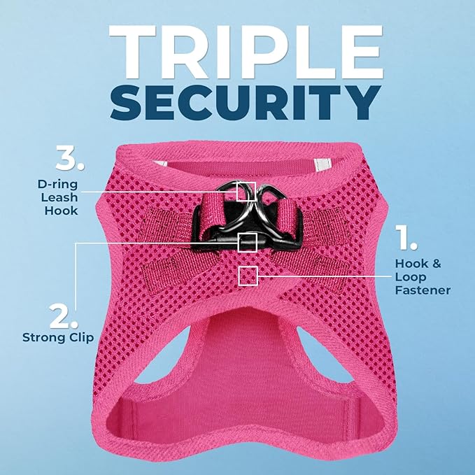 Best Pet Supplies Voyager Step-in Air All Weather Mesh Harness and Reflective Dog 5ft Leash Combo with Neoprene Handle, for Small, Medium and Large Breed Puppies - Fuchsia, X-Large