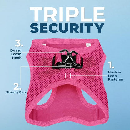 Best Pet Supplies Voyager Step-in Air All Weather Mesh Harness and Reflective Dog 5ft Leash Combo with Neoprene Handle, for Small, Medium and Large Breed Puppies - Fuchsia, X-Small