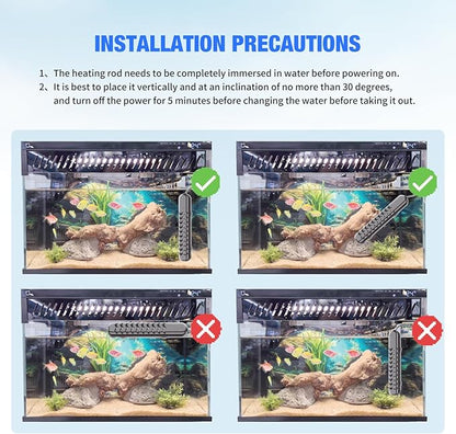 100W Submersible Fish Tank Heater for 10-20 Gallon with Auto Shut-Off When Leaving Water—Aquarium Heater, Dry-Burn & Overheat Protection, Smart LED Display for Betta Freshwater Saltwater