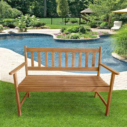 Patio Furniture Outdoor Patio Bench Wood Garden Bench Park Bench Acacia Wood for Pool Beach Backyard Balcony Porch Deck Garden Wooden Furniture, Natural Oiled