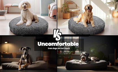 Muddy Mat® Cloud K-9 Dog Beds for Small Dogs & Cats, Soft & Relaxing Round Dog Bed, Chenille Material, Removable Cover, Washable & Dryer Safe – Grey Small(25'x25')