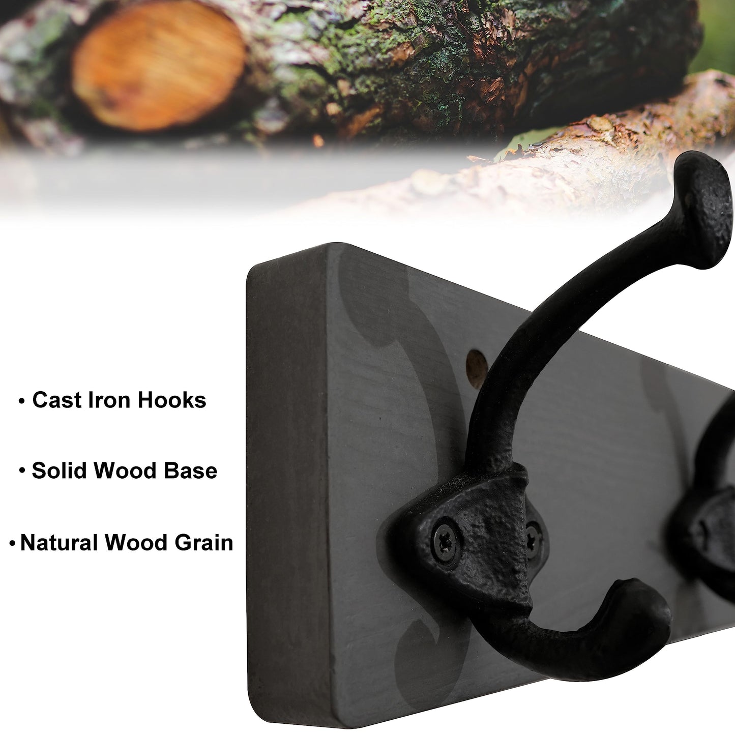 WEBI Rustic Coat Rack Wall Mount,5 Cast Iron Hooks,Coat Hooks Wall Mounted,Heavy Duty Antique Vintage Hooks for Hanging Coats,Jacket,Clothes,Gray