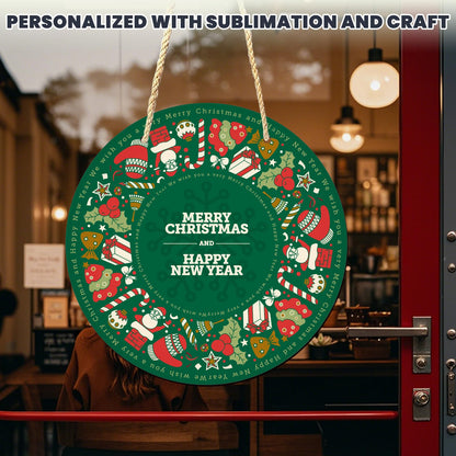 AceSubli 10 Pcs Sublimation Door Hanger Blanks 8 Inch, Round Metal Sublimation Sign Blanks, Aluminum Sublimation Ornament Door Hanger Metal Sign Blank for Yard Home Christmas Halloween Decor