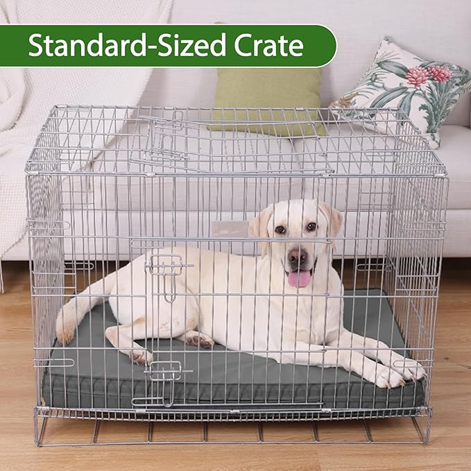 Vonabem Outdoor Waterproof Dog Bed Washable, Extra Large XL Pet beds 44 inch, Cooling Wipeable Leather Anti-Slip Kennel Pads with Removable Cover Reversible, 44"x32" Grey
