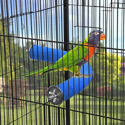 FrgKbTm U Shape Parrot Perch Stand Toy Bird Platform Sand Paw Grinding Clean Stick Exercise Conure Budgie Cockatiel Cage Accessories (Blue-Corner)