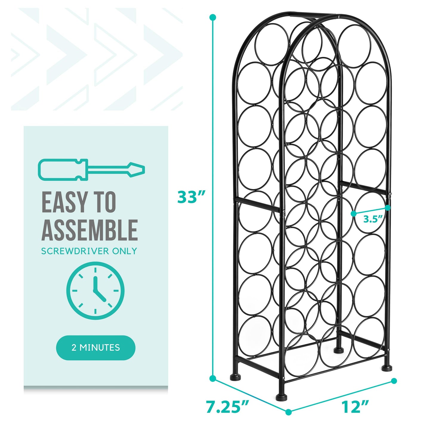Sorbus Freestanding Wine Rack - Elegant and Unique Bordeaux Chateau Style Floor Wine Stand for 23 Wine Bottle Storage, Champagne, Metal Wine Bottle Holder Stands for Kitchen, Home Bar, Mini Wine Bar