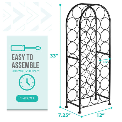 Sorbus Freestanding Wine Rack - Elegant and Unique Bordeaux Chateau Style Floor Wine Stand for 23 Wine Bottle Storage, Champagne, Metal Wine Bottle Holder Stands for Kitchen, Home Bar, Mini Wine Bar