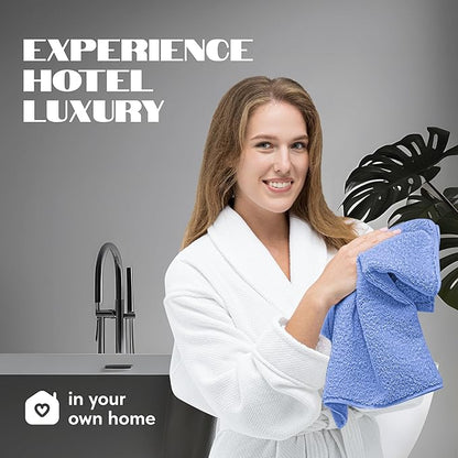 White Classic Light Blue Hand Towels