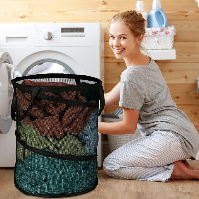 BATTOO Mesh Collapsible Laundry Baskets, Foldable Pop Up Laundry Hamper