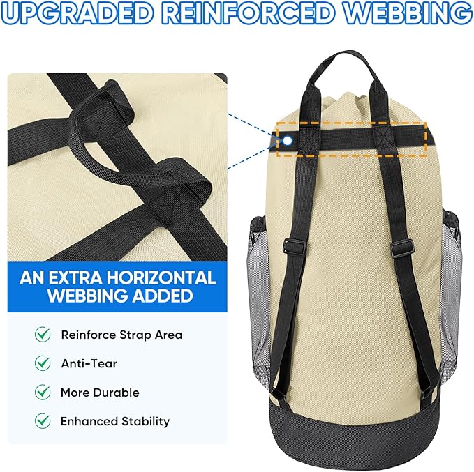 BALEINE 150L Laundry Bag Backpack, 900D Oxford Fabric Large Travel Laundry Bags