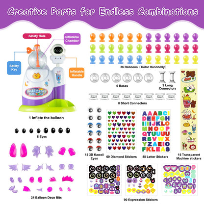 Zyllver 320pcs DIY Magic Balloon Craft Kit, Sticky Balloons Maker Toy Craft Kits for Kids, DIY Balloon Animal Kit Creative Activity, Birthday Gifts for Girls Boys Ages 3+