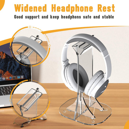 Desing Wish Acrylic Headphone Stand for Desk Non-Slip Universal Headphone Holder Gaming Headset Stand Headset Hanger for All Headphones Size
