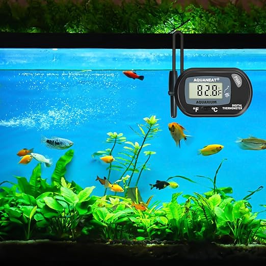 AQUANEAT Aquarium Thermometer, Fish Tank Thermometer, Digital Temperature Test, with Large LCD Display (3 Packs)