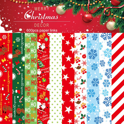 MIAHART 600 Piece Christmas Paper Chains - Festive Paper Craft Favors & Links for Merry Christmas & Party Decor