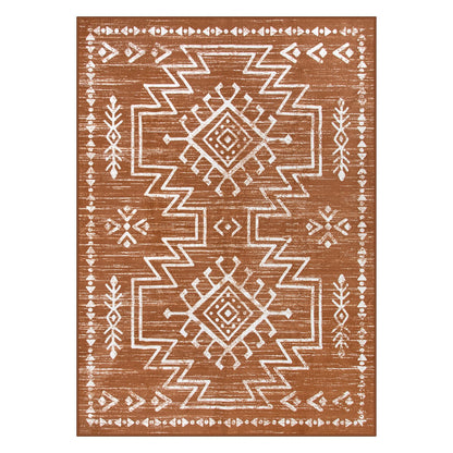 Lahome Vivienne 5x7 Boho Rugs for Living Room, Washable Bedroom Western Area Rug, Low Pile Soft Burnt Orange Carpet, Stain Resistant Distressed Fall Rug Aztec Carpets for Dining Room