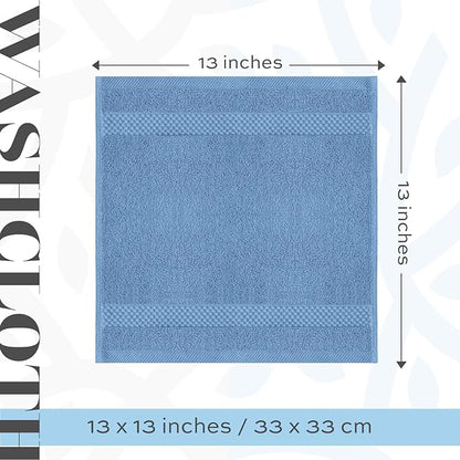 White Classic Luxury Cotton Washcloths 13x13 Inch