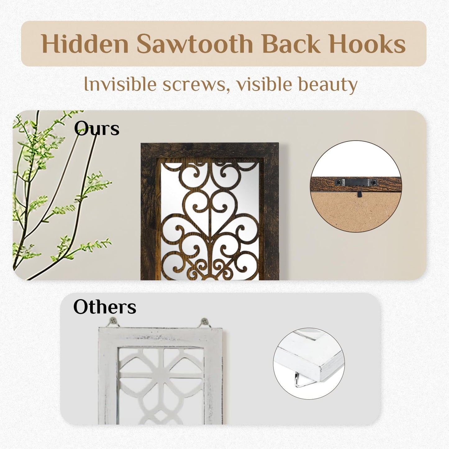 Walasis Farmhouse Wall Candle Holder Decor: Rustic Candle Sconces Set of Two for Pillar Candles - Brown Wooden Shelving for Fireplace Bathroom Hallway