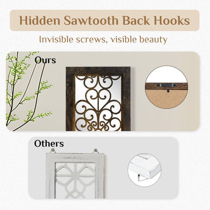 Walasis Farmhouse Wall Candle Holder Decor: Rustic Candle Sconces Set of Two for Pillar Candles - Brown Wooden Shelving for Fireplace Bathroom Hallway