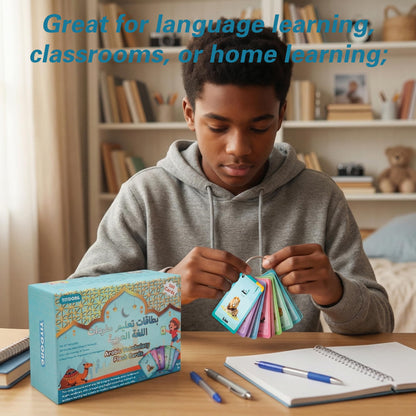 Arabic Flash Cards - Arabic Vocabulary Flash Cards for Beginners and Toddlers, Kids, Teens and Adults Include First Words, Nouns, Verbs