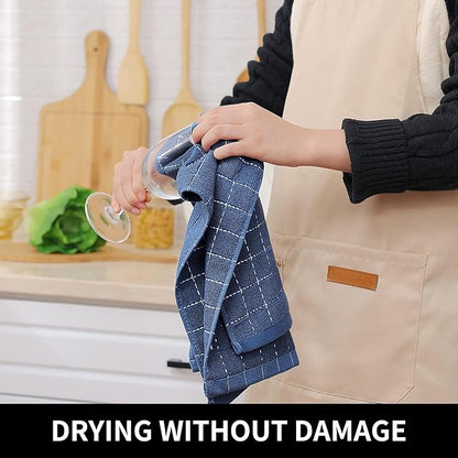 Homaxy 100% Cotton Terry Kitchen Towels, Checkered Designed, Soft and Super
