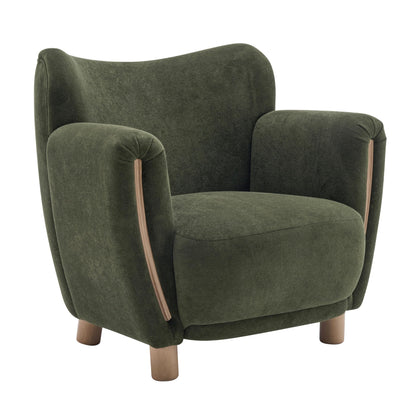 Christopher Knight Home Beba Low Profile Wingback Accent Chair Set of 2, Velvet Club Chair, Bedroom Comfy Reading Chair, Wooden Living Room Single Lounge Sofa, Olive Green