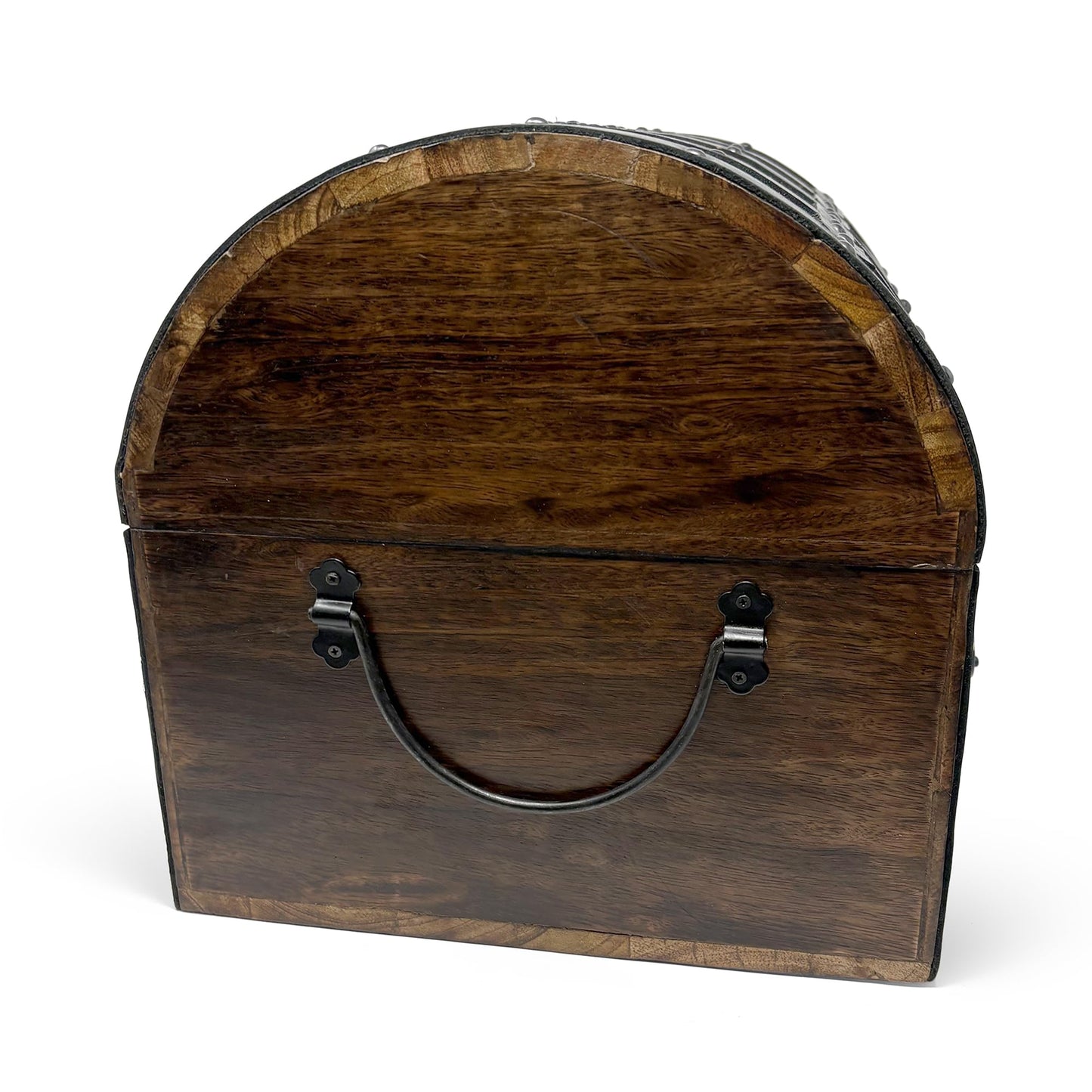 Nautical Cove Handmade Wooden Treasure Chest Storage Box – Deluxe Design with Real Leather Accents, Working Iron Lock & Skeleton Keys, Decorative Keepsake Chest (X-Large - 15 × 11 × 11")