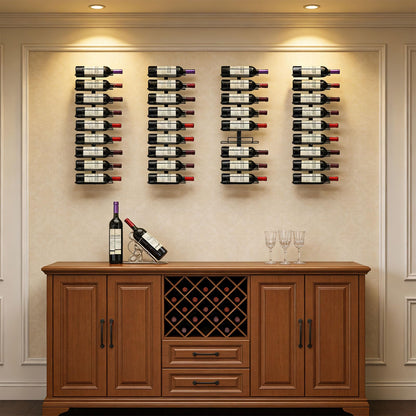 Msrorriw Wall Mount Wine Rack – 9 Bottles – Black Metal Wine Bottle Holder for Wall, Wine Rack Display for Home Bar, Kitchen