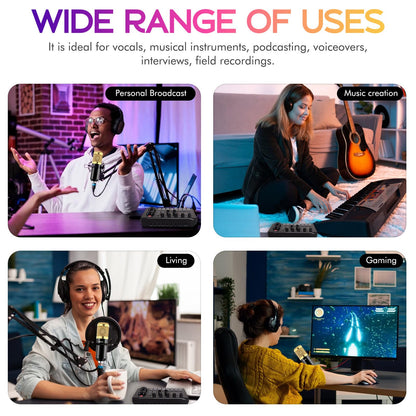 ALSO GO Podcast Equipment Bundle, Podcast Equipment with BM-800 Microphone(Gold) & F998 Sound Card, Recording Studio Equipment for Podcasting, Singing, Gaming, and Live Streaming YouTube Tiktok