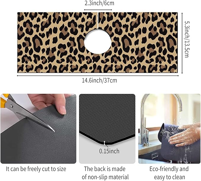 Absorbent Splash Guard Mat for Kitchen Sink, 15×5.5 Inch Cute Fast Drying Drip