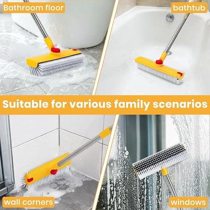 64in Floor Scrub Brush with Long Handle, 3 in 1 Hard Bristle Cleaning Brush