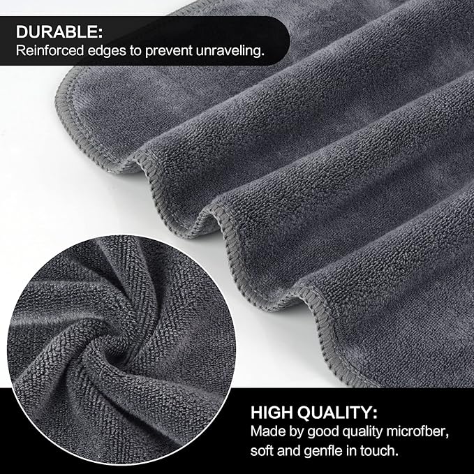 SINLAND Microfiber Facial Cloths Fast Drying Washcloth 12inch x 12inch Grey 2