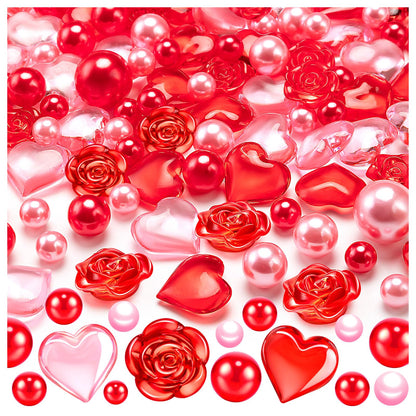 240Pcs Valentines Day Vase Filler, Pink Red Heart Rose Vase Filler Beads Floating for Wedding Decor Party Home Centerpieces