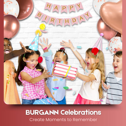 BURGANN Rose Gold Birthday Party Decorations Set, White Silver Gold Balloon Garland Kit with Banner, Crown, Champagne Bottle, Foil Backdrop