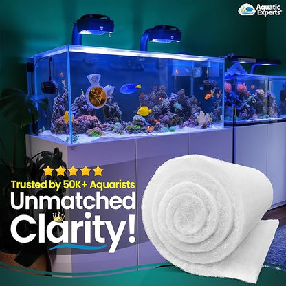 Aquatic Experts Aquarium Filter Floss for Fish Tank Filters - FilterFirst Aquarium Filter Pad - Media Roll for Crystal Clear Water, 3/4" - 1" Thick (12 Inch Wide, 12 Feet Long)