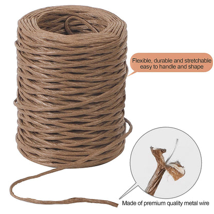 ZOENHOU 2 Rolls 328 Ft Floral Wire, 2mm 14 Gauge Rustic Paper Wrapped Floral Bind Wire for Flower Bouquets, Artificial Flower Making, DIY Projects, Brown