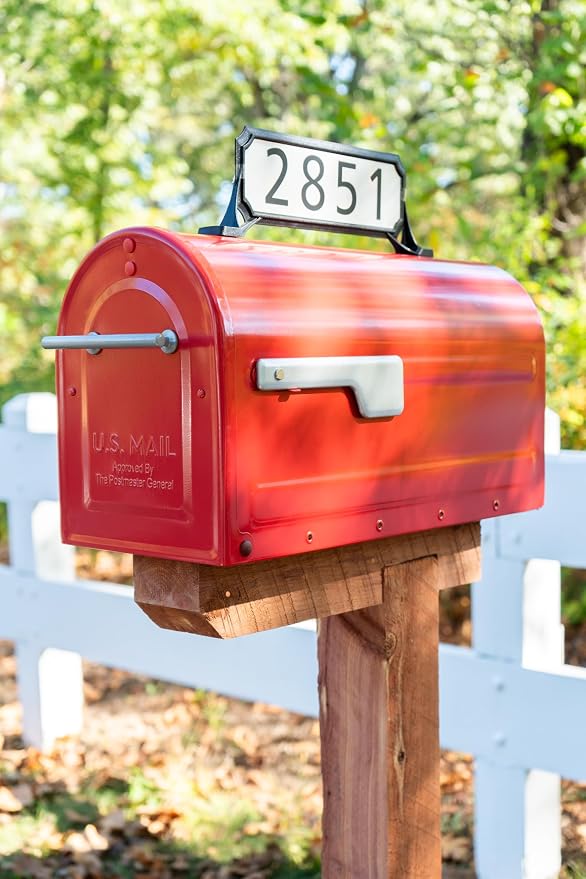 Architectural Mailboxes 3460B Manhattan Address Plaque, Small, Black | High-visibility, 2-sided in rust-proof plastic with UV-resistant finish. Vertical or horizontal mounting, hardware included.