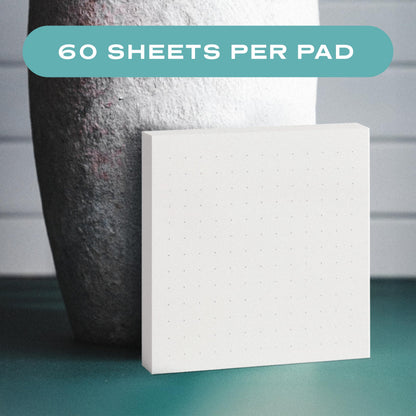 12pk Dot Grid Sticky Notes | 3x3 Inch Small Self Stick White Dotted Notepads for Desk and School Supplies